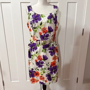 Alex Marie Floral Midi Dress - Purple and Orange